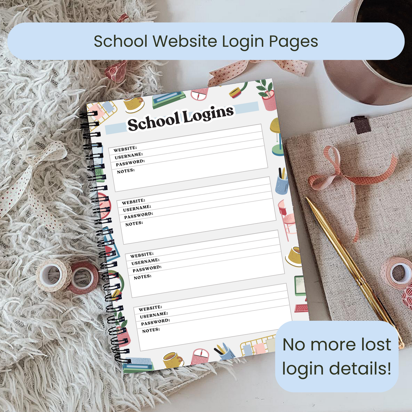 Parent Planner Notebook,, Organise all your school details in one place, School Organiser, back to school essentials