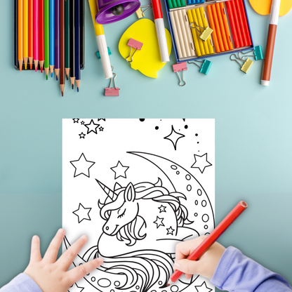 Unicorns colouring sheet pack - 5 designs, 20 sheets, Kids and Adult colouring pack, bespoke colouring sheet stationery