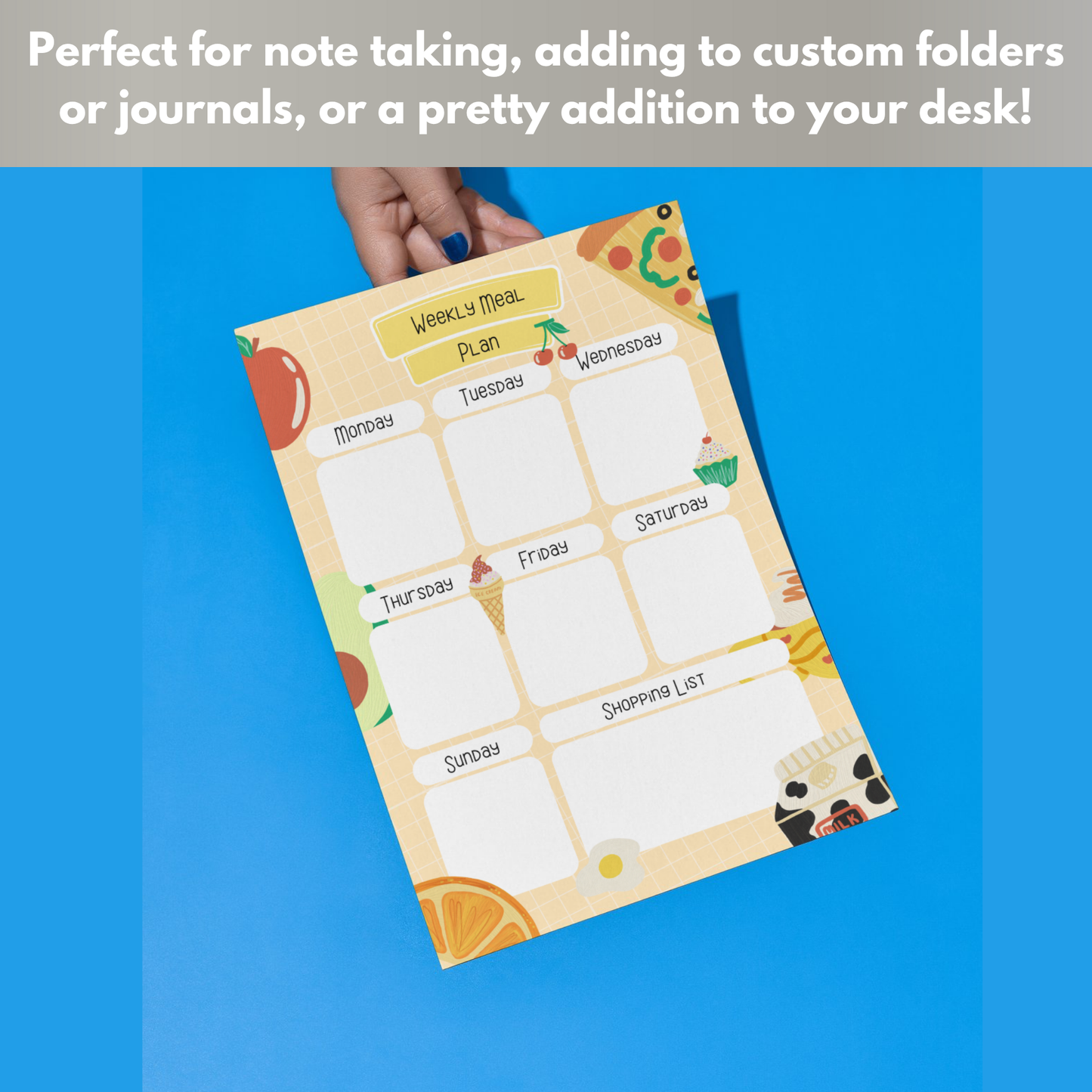 Meal Planning Printed Note Paper - A4 or A5 sizes,  Work Study or Class stationery, Lined paper inserts
