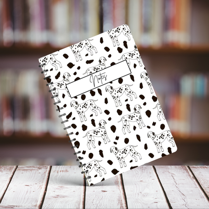 Dalmatian B/W Notebook A5 or A4, , Dog mum gift, Dalmatian print notebook stationery for work, student