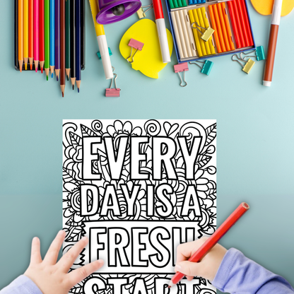 Positive Quotes colouring sheet pack - 4 designs, 20 sheets, Kids and Adult colouring pack, bespoke colouring sheet stationery