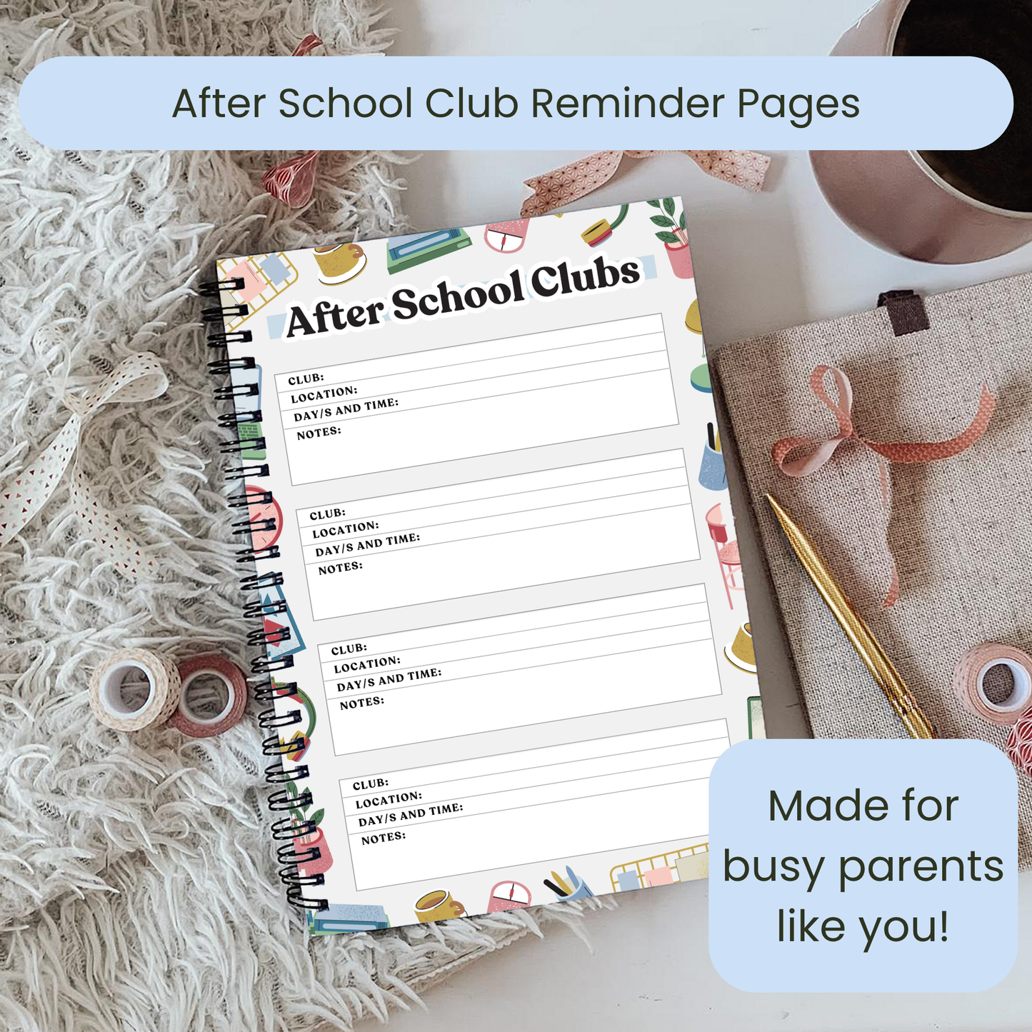 Parent Planner Notebook,, Organise all your school details in one place, School Organiser, back to school essentials