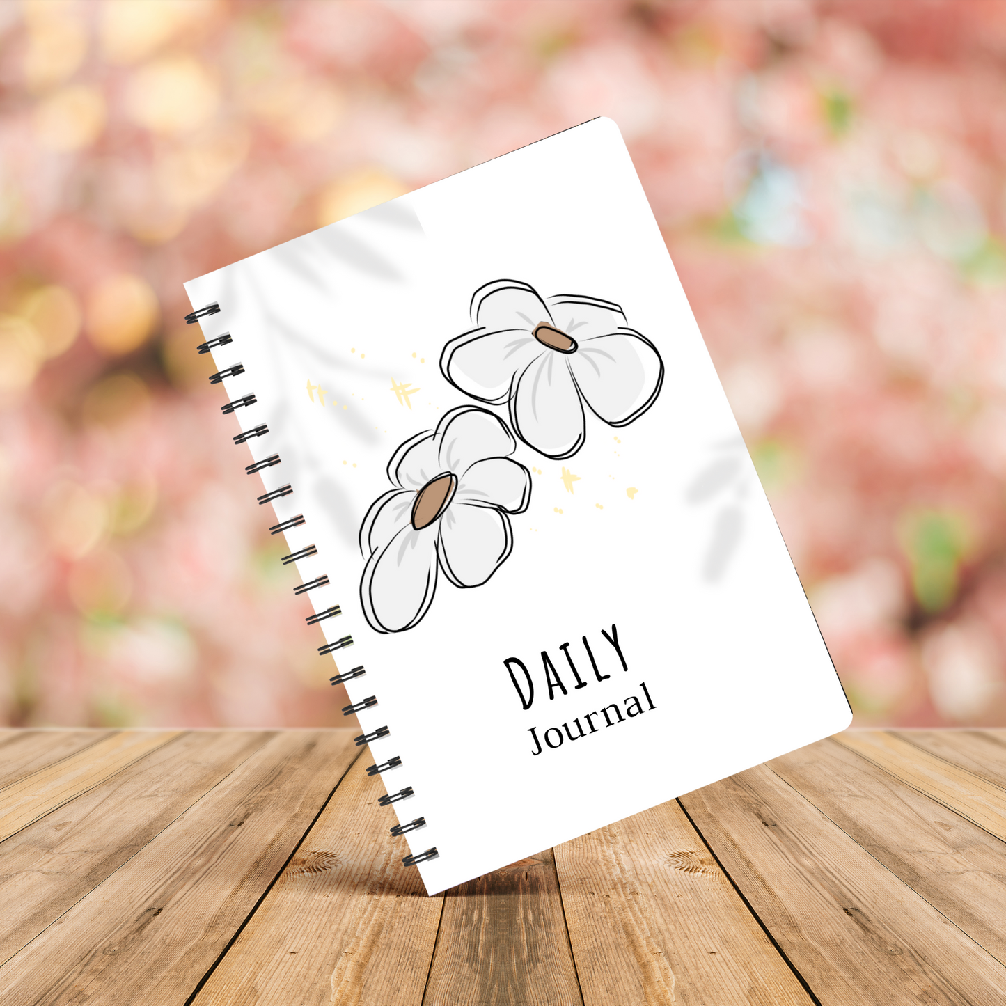 Journal White Boho Daisy A4 - Card Cover.