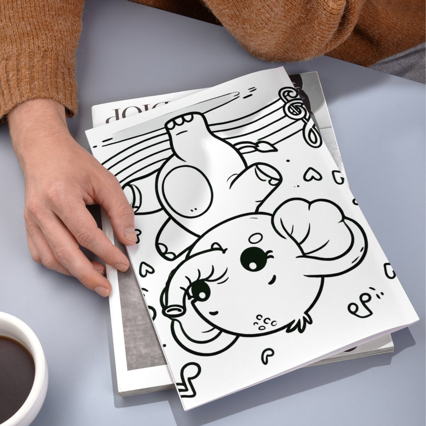 Cute Elephants colouring sheet pack - 5 designs, 20 sheets, Kids and Adult colouring pack, bespoke colouring sheet stationery