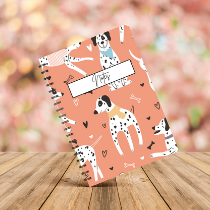 Dalmatian Orange Pattern Notebook A4 - Card Cover