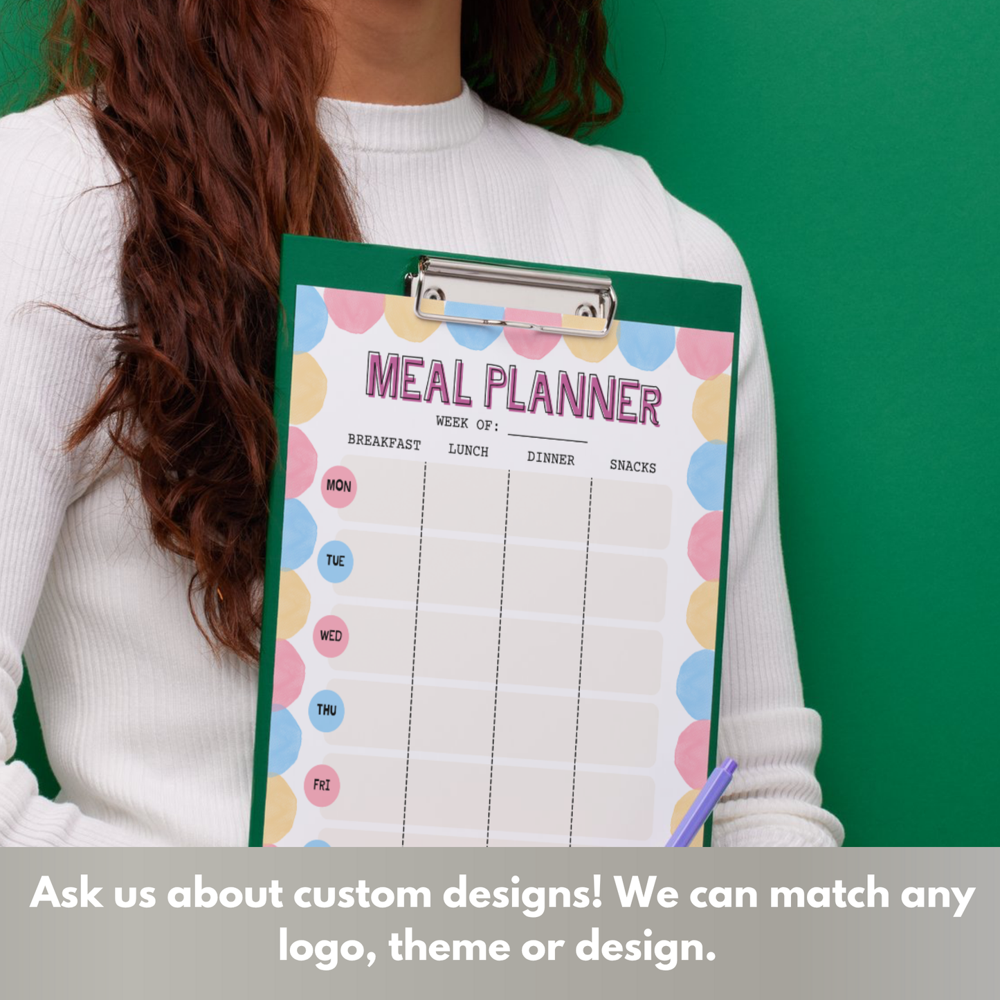 Meal Planning Printed Note Paper - A4 or A5 sizes,  Work Study or Class stationery, Lined paper inserts