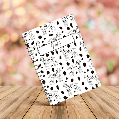 Dalmatian B/W Notebook A5 or A4, , Dog mum gift, Dalmatian print notebook stationery for work, student