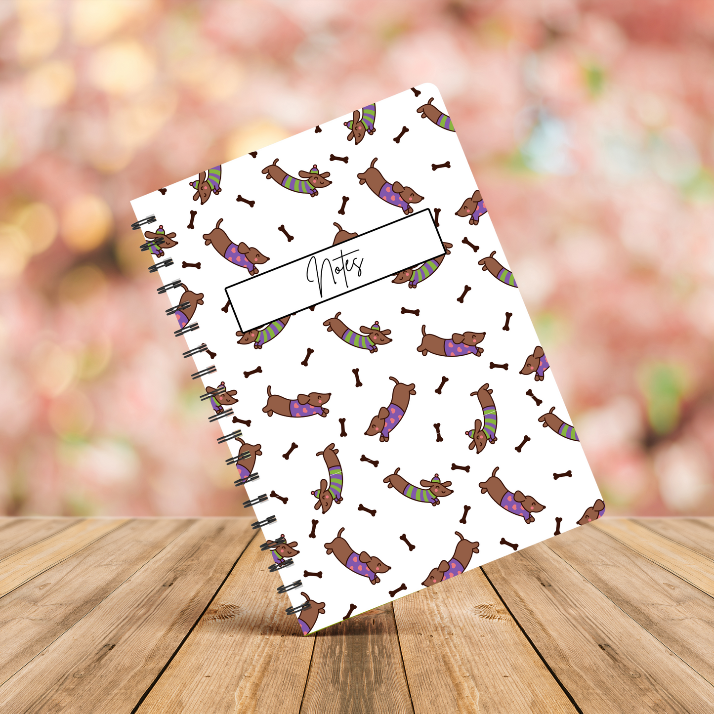 Dachshund Pattern Notebook A5 or A4  dog mum gift, Cute notebooks for students and work