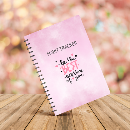 Habit Tracker Pink Notebook A5 or A4 sizes , Habit organiser notebook, Daily journal tracker, Manifest, cute stationery
