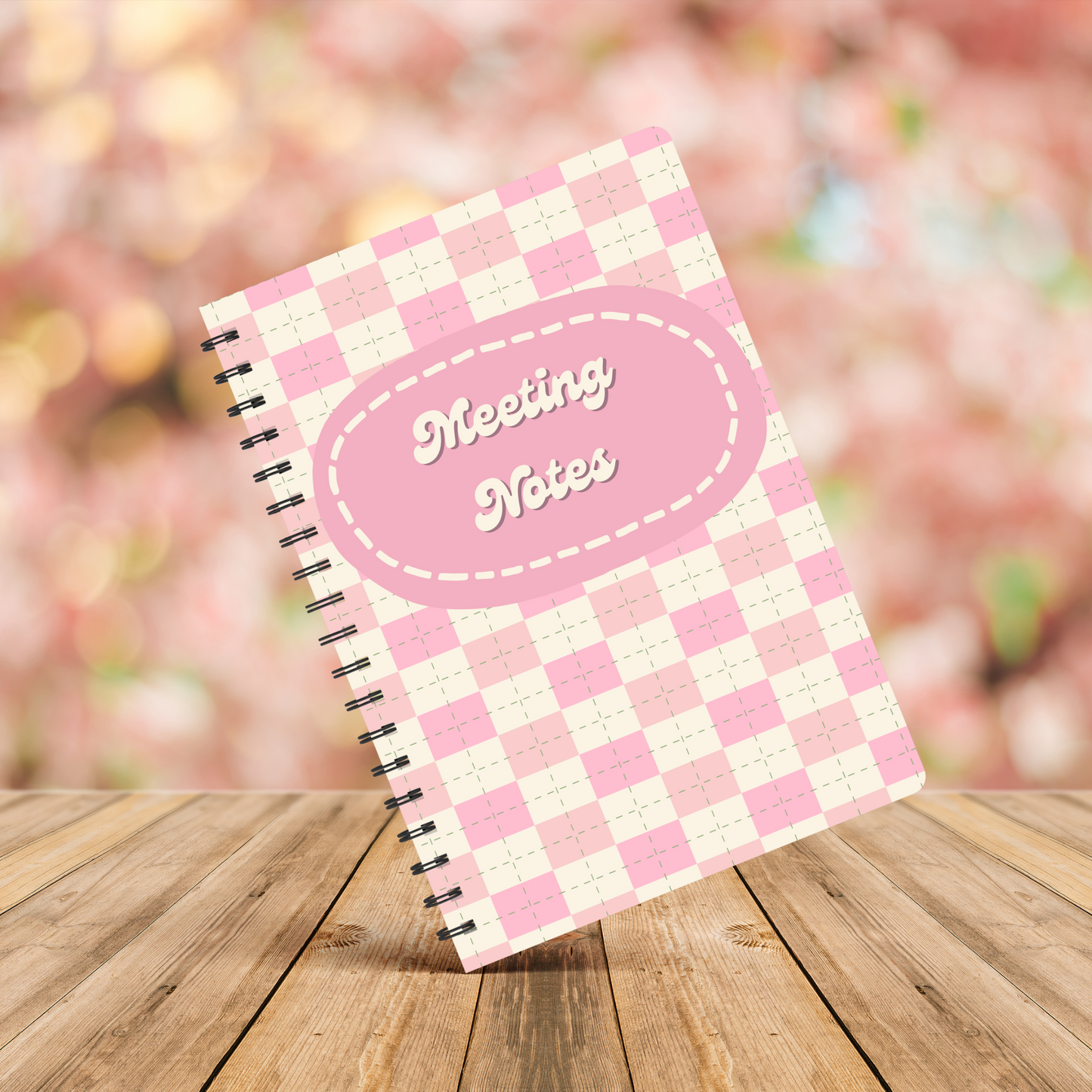 Meeting Notes Book Pink Checkerboard A5 or A4, Meeting Agenda Notes, Printed lined inserts, work stationery organiser