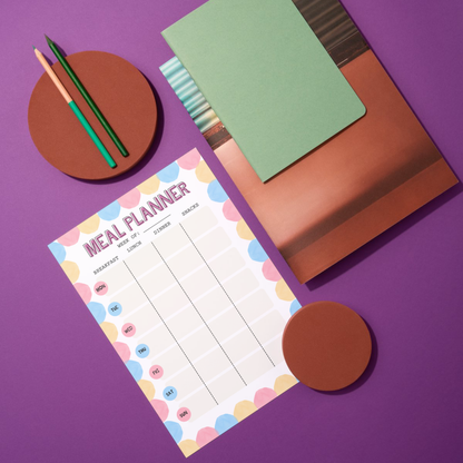 Meal Planning Printed Note Paper - A4 or A5 sizes,  Work Study or Class stationery, Lined paper inserts