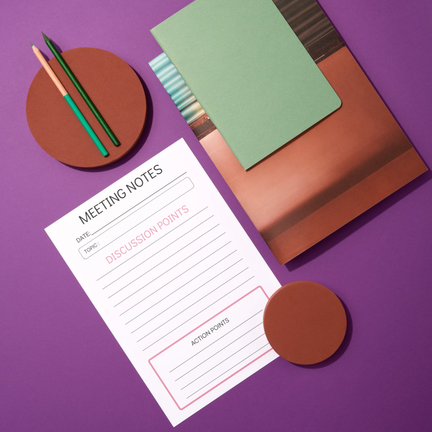 Meeting Notes Lined Printed Note Paper - A4 or A5 sizes, Meeting Agenda Notes, Printed lined inserts, work stationery organiser