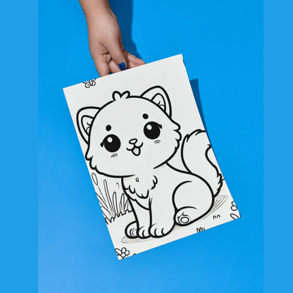 Kittens colouring sheet pack - 5 designs, 20 sheets, Kids and Adult colouring pack, cat mum gift