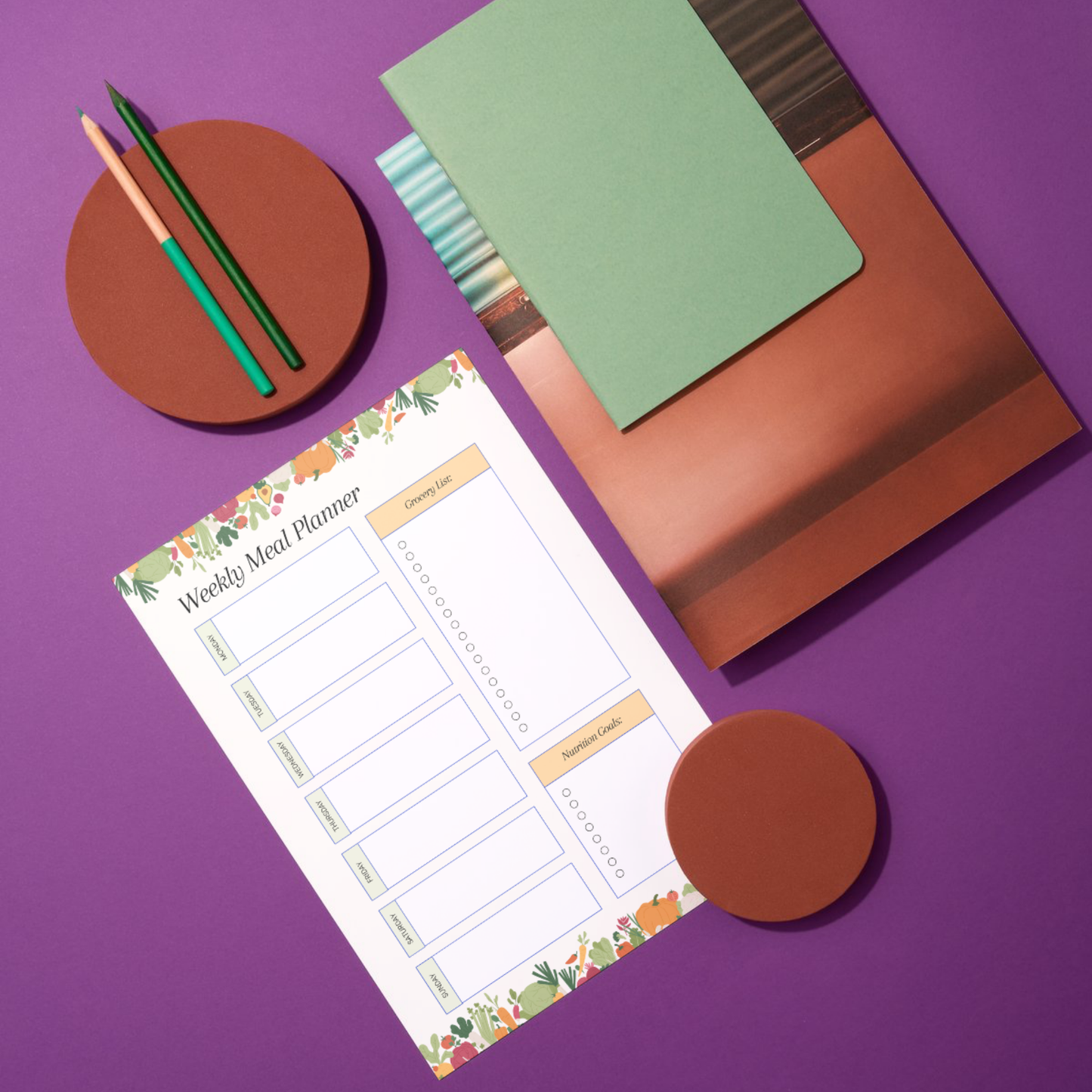 Meal Planning Printed Note Paper - A4 or A5 sizes,  Work Study or Class stationery, Lined paper inserts