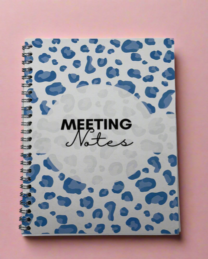 Meeting Notes Book Baby Blue Animal Print A5 - Card Cover