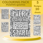 Positive Quotes colouring sheet pack - 4 designs, 20 sheets, Kids and Adult colouring pack, bespoke colouring sheet stationery