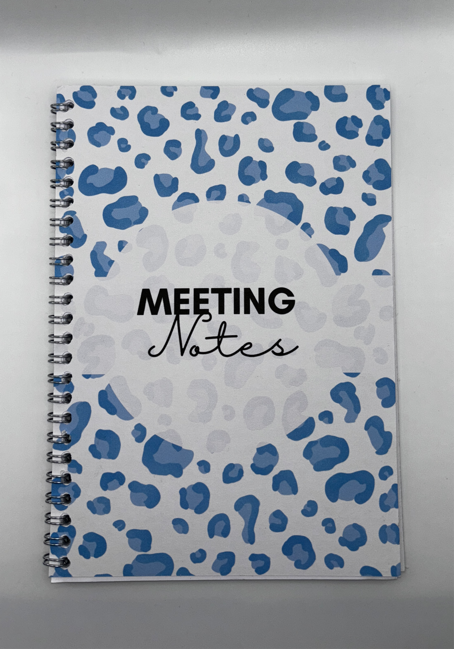 Meeting Notes Book Baby Blue Animal Print A5 - Card Cover