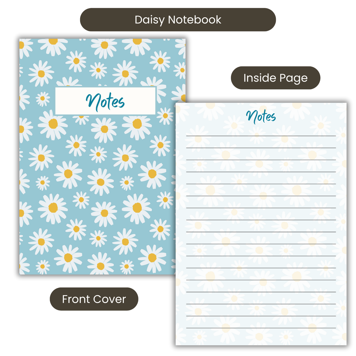 Blue Daisy Notebook, A5 or A4 sizes