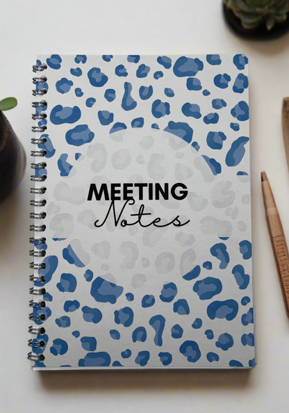 Meeting Notes Book Baby Blue Animal Print A5 - Card Cover