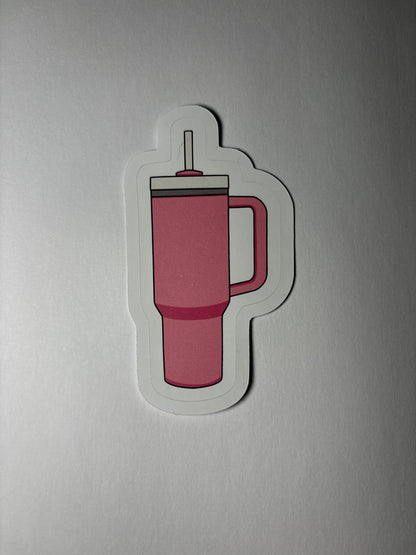 Pink drinking cup individual sticker