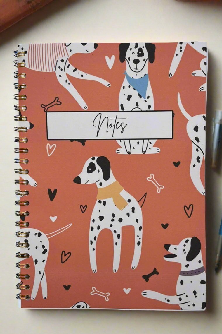 Dalmatian Orange Pattern Notebook A4 - Card Cover