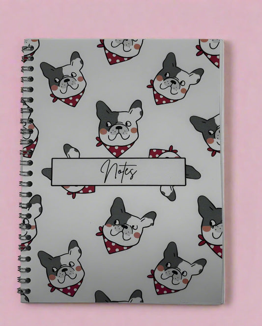 Pug White and Pink Notebook A4 - Card Cover