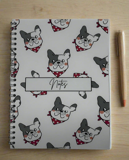 Pug White and Pink Notebook A4 - Card Cover