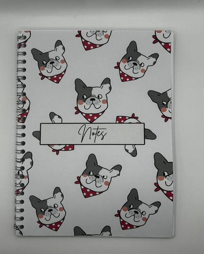 Pug White and Pink Notebook A4 - Card Cover