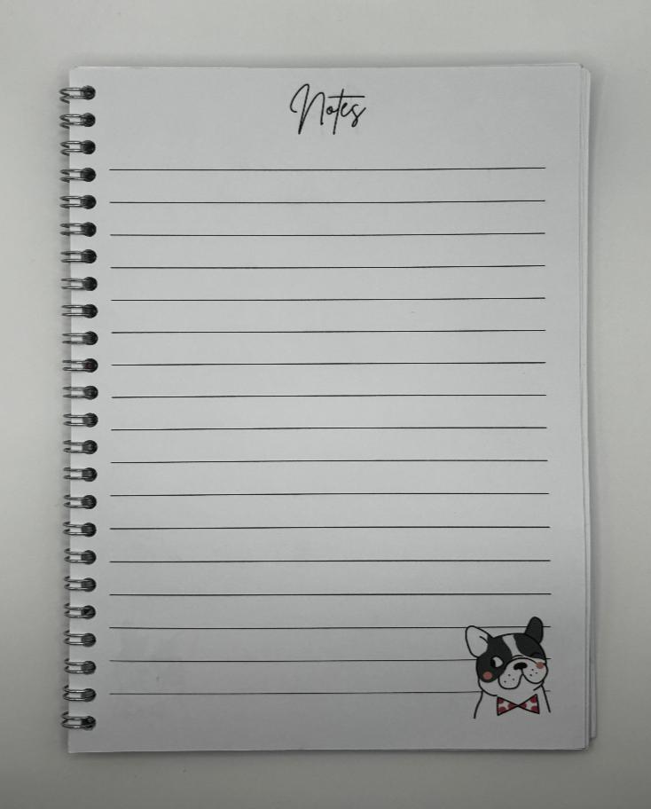 Pug White and Pink Notebook A4 - Card Cover