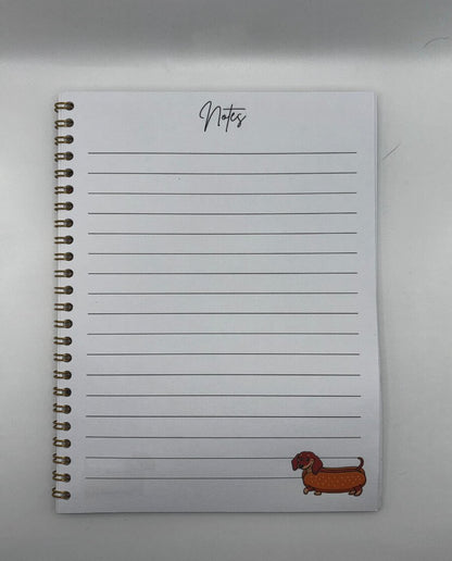 Dachshund Pink Notebook A4- Card Cover