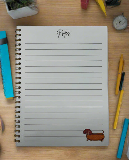 Dachshund Pink Notebook A4- Card Cover