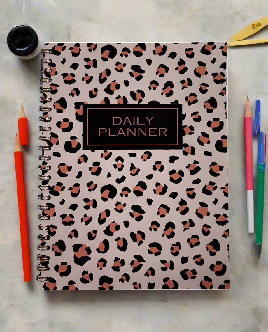 Rose Gold Animal Print Daily Planner A4 - Card Cover