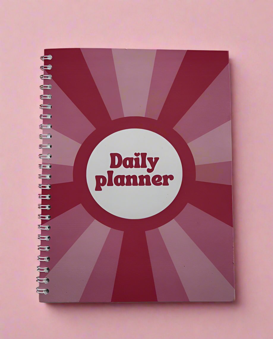 Pink Retro Daily Planner A4 - Card Cover