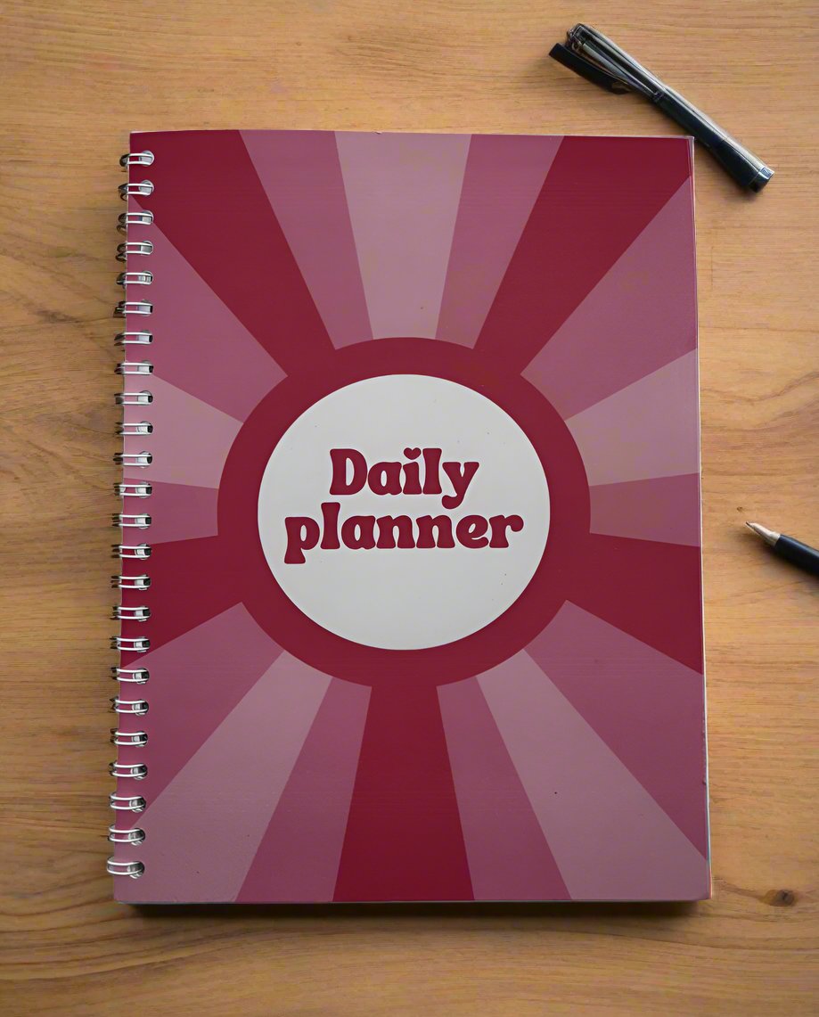 Pink Retro Daily Planner A4 - Card Cover