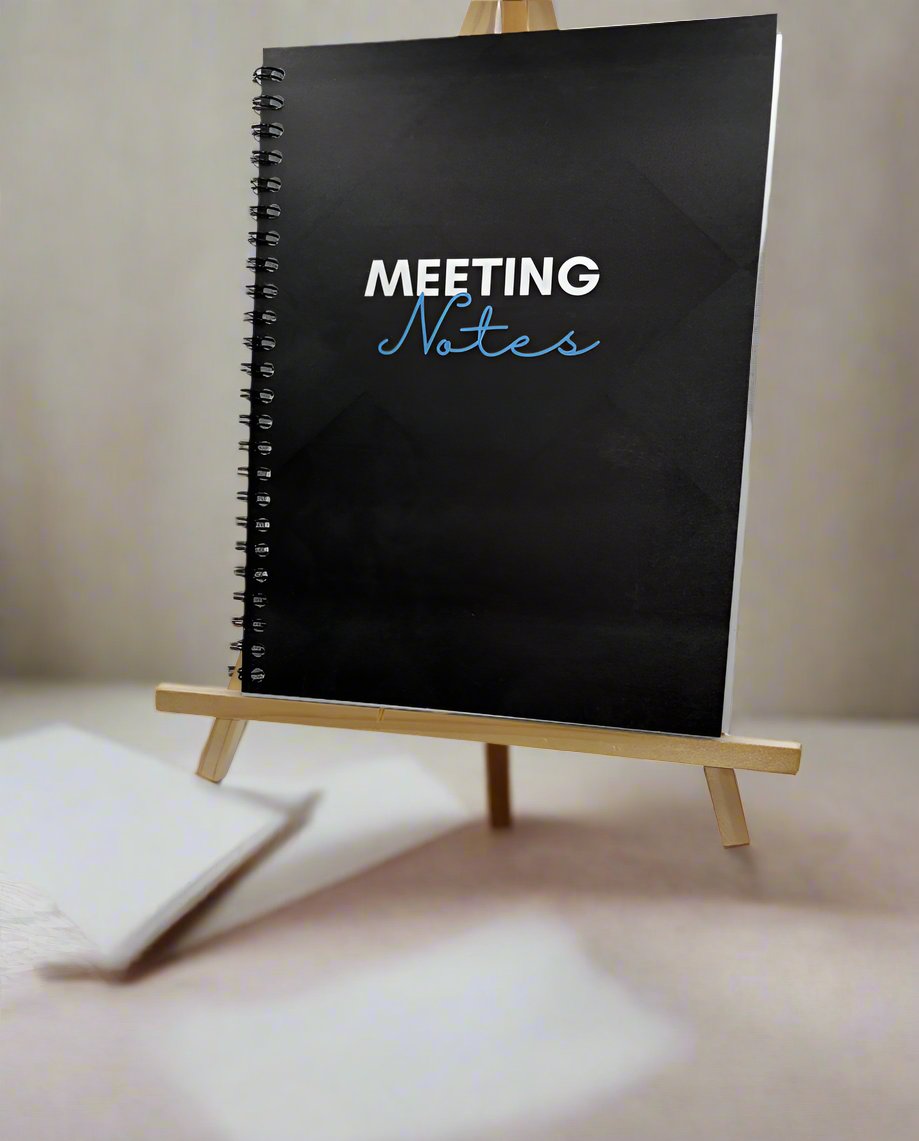 Meeting Notes Book Black A4 - Card Cover