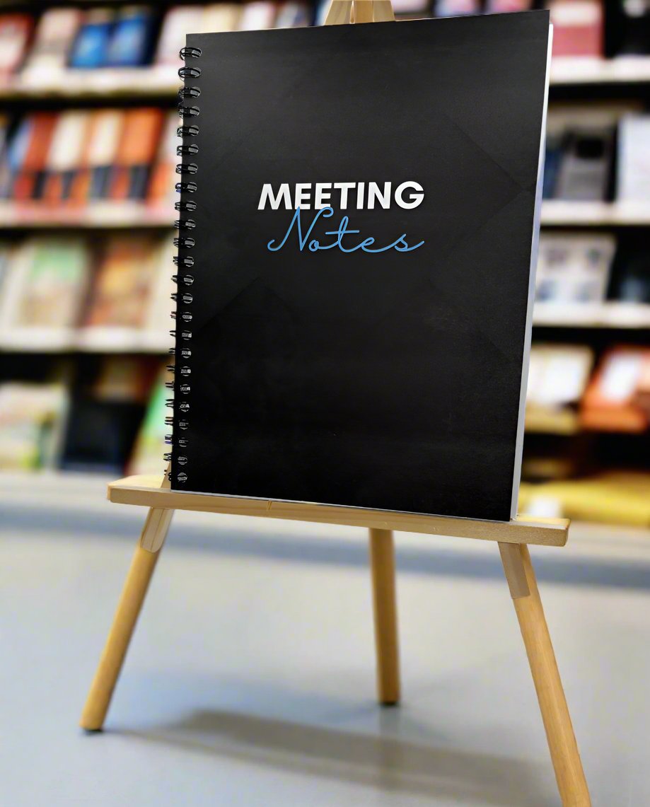 Meeting Notes Book Black A4 - Card Cover