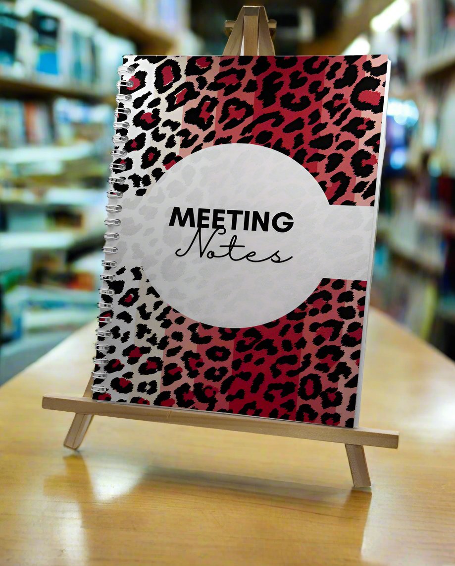 Meeting Notes Book Pink Animal Print A4 - Card Cover