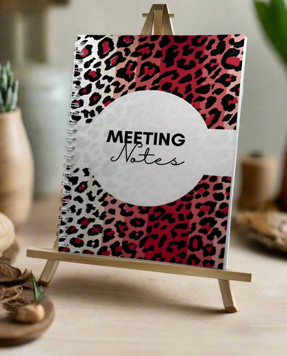 Meeting Notes Book Pink Animal Print A4 - Card Cover