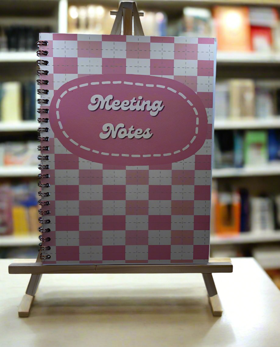 Meeting Notes Book Pink Checkerboard A4 - Card Cover