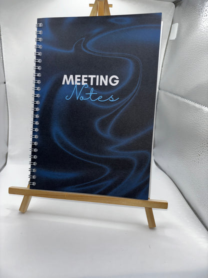 Meeting Notes Book Navy Swirls A4 - Card Cover