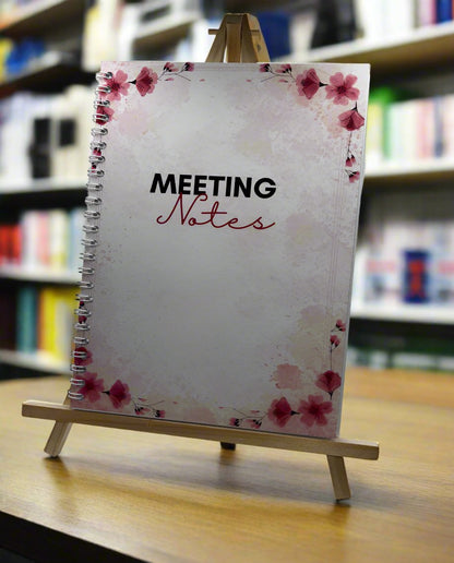 Meeting Notes Book Pink Flowers A5 - Card Cover