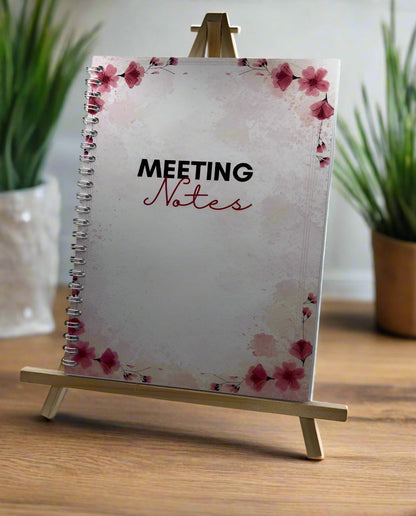 Meeting Notes Book Pink Flowers A5 - Card Cover