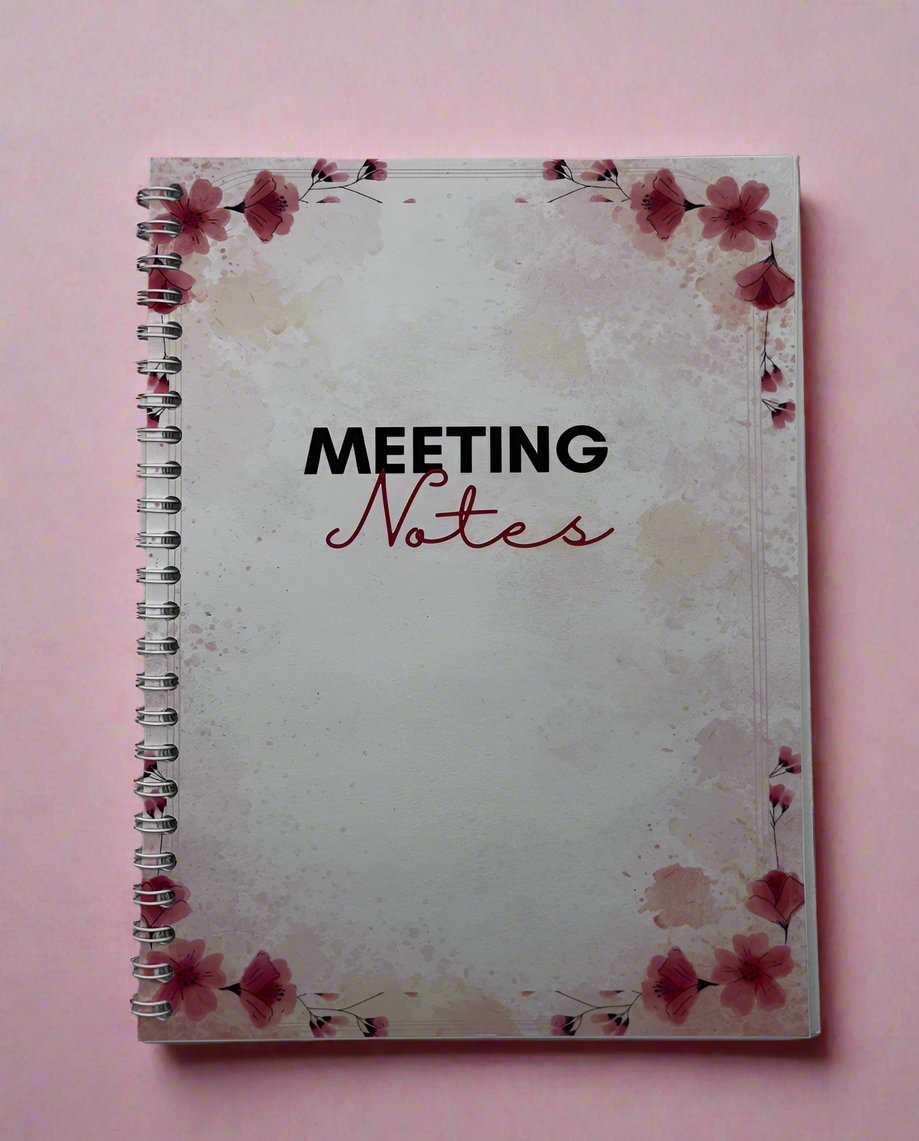 Meeting Notes Book Pink Flowers A5 - Card Cover