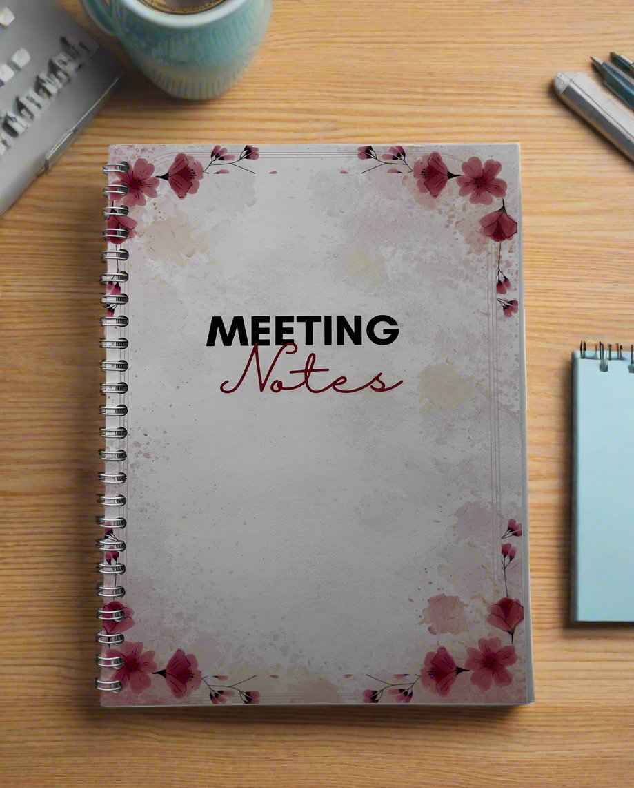 Meeting Notes Book Pink Flowers A5 - Card Cover