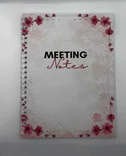 Meeting Notes Book Pink Flowers A5 - Card Cover