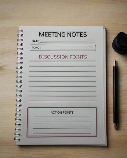 Meeting Notes Book Pink Animal Print A4 - Card Cover