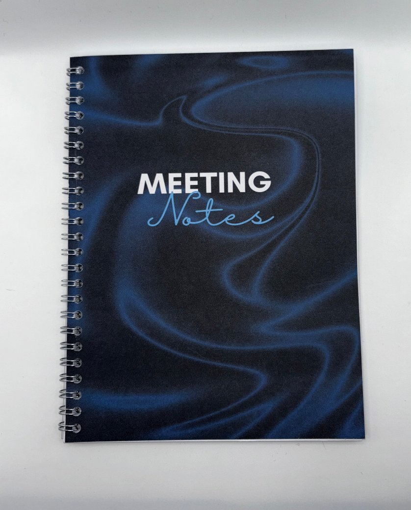 Meeting Notes Book Navy Swirls A4 - Card Cover