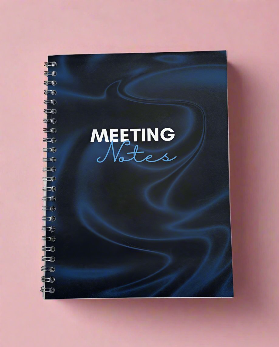 Meeting Notes Book Navy Swirls A4 - Card Cover