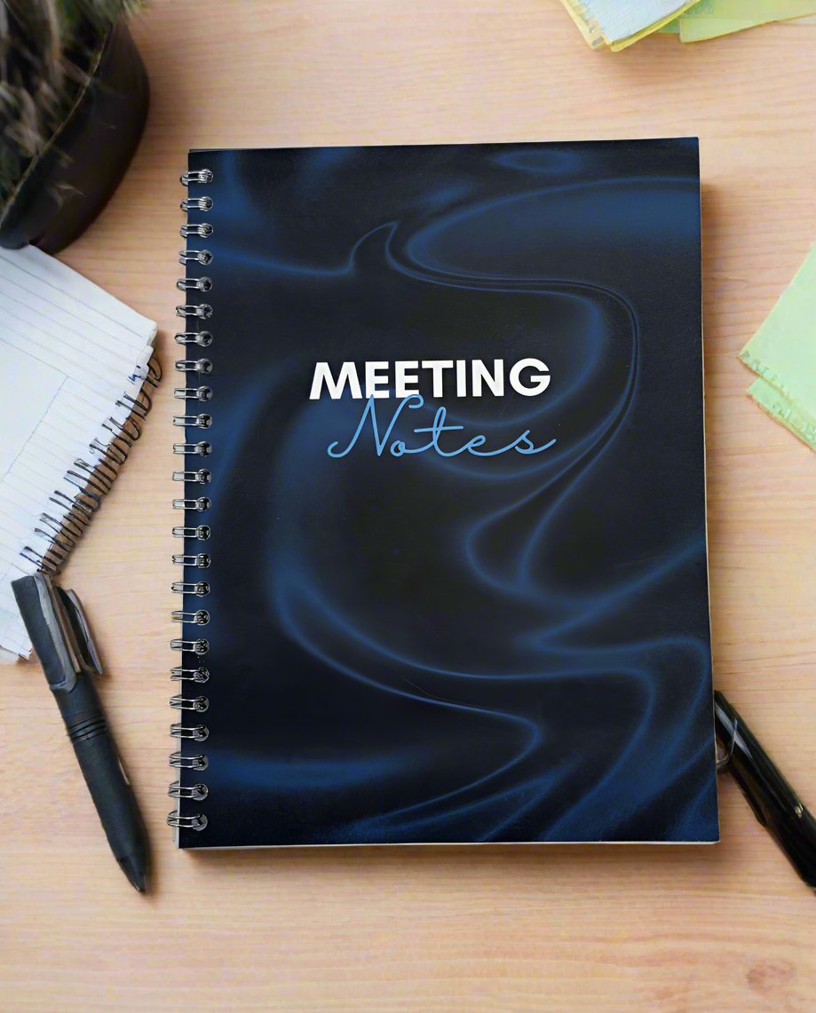 Meeting Notes Book Navy Swirls A4 - Card Cover