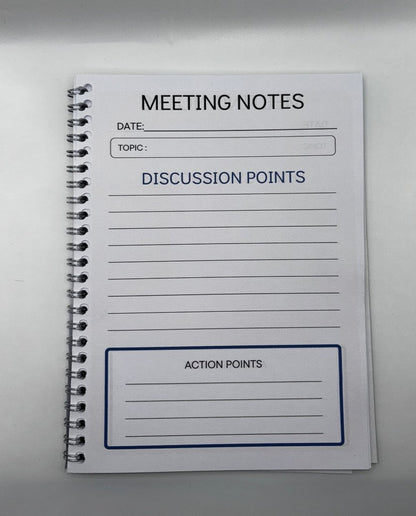 Meeting Notes Book Black A4 - Card Cover